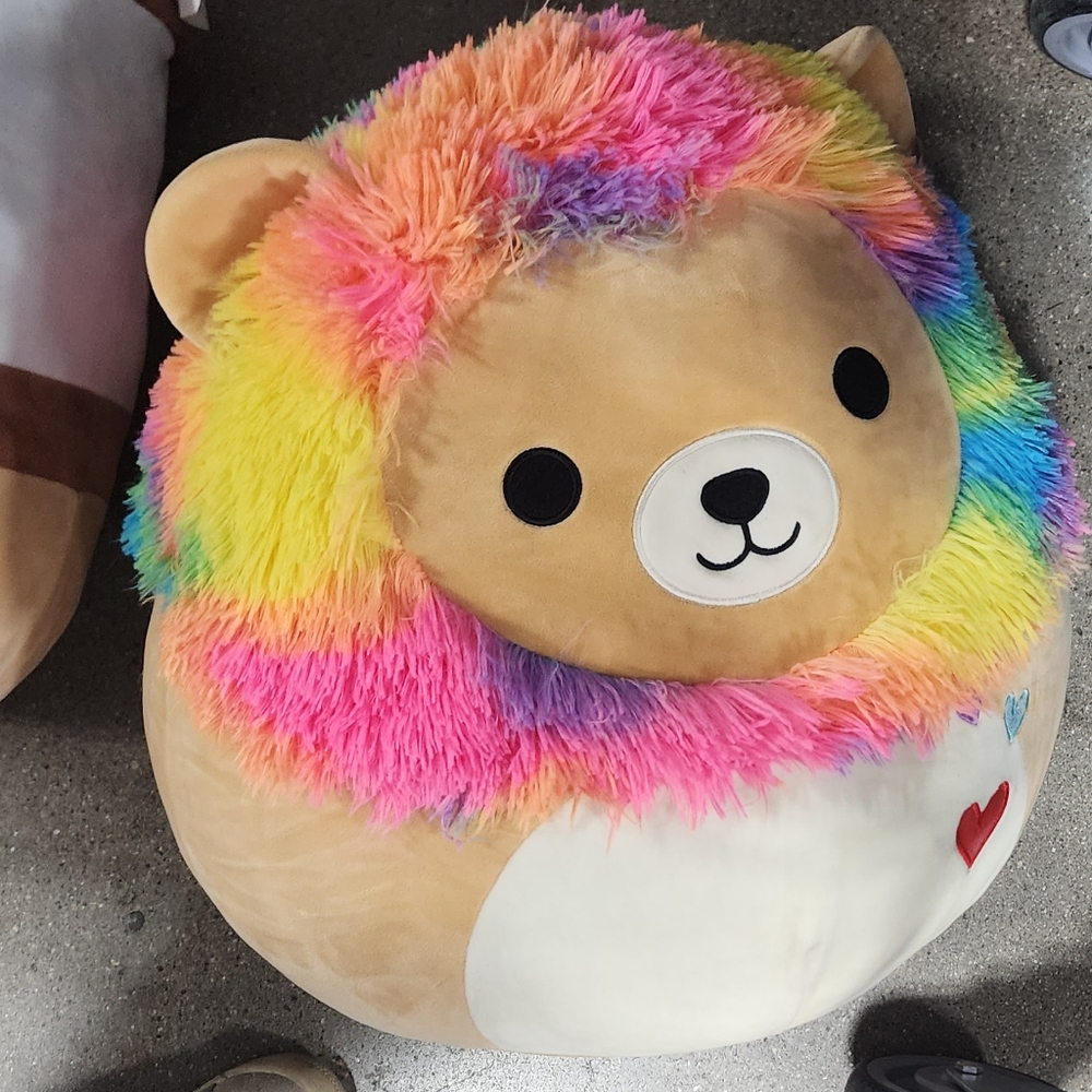 SOLD.  Large Squishmallow Leonard Rainbow Lion 19" Jumbo Valentine Heart
